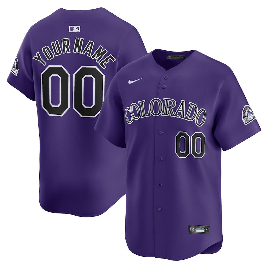 Men Colorado Rockies Nike Purple Alternate Limited Custom MLB Jersey->->